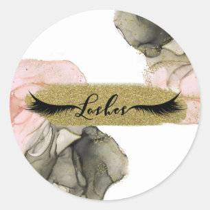 Etherische Moody Roze Zwarte Gouden Inktachtige Fa Ronde Sticker
