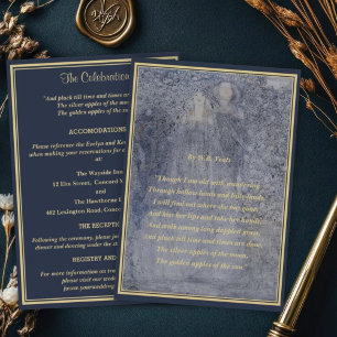 Etherische Navy & Goud Vintage Art Nouveau Details Informatiekaartje