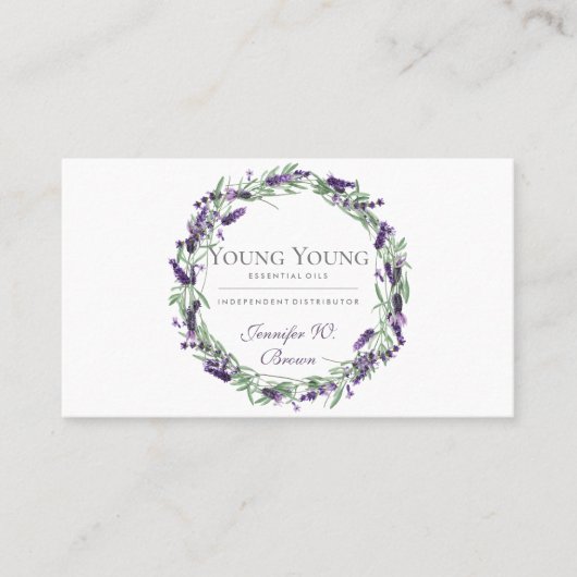Etherische oliën paarse lavenderbloem visitekaartje (Voorkant)