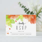 Etherische oranje bloemen bloemenherfst bruiloft R RSVP Kaartje (Staand voorkant)