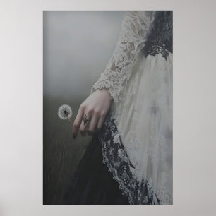 Etherische Paardenbloem Wens Gotische Dameskunst D Poster