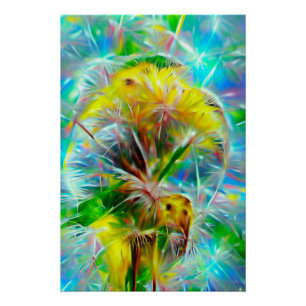 ETHERISCHE Paardenbloemen in Neon Dreamscape Perfect Poster