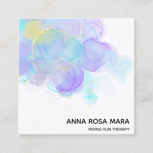 ** etherische QR. AP46 Gold Glitter Logo Abstract Vierkante Visitekaartje (Voorkant)