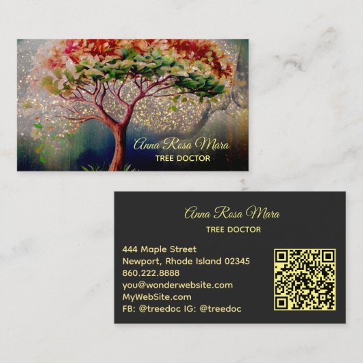 *~* Etherische QR TREE Fantasy AP82 Visitekaartje (Voorkant / Achterkant)