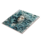 Etherische schoonheid, gedetailleerde blauwharige  tegeltje (Zijkant)