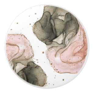 Etherische Stemming Roze Zwart Goud Inkt Fantasie Keramische Knop
