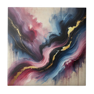 Etherische Stroom – Elegante Abstracte Kunst Keram Tegeltje