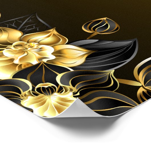 Etherische Unison, Zwart en Gouden Grafische Kunst Poster (Hoek)