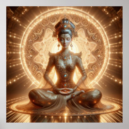 Etherische verlichting - Golden Aura Meditatieve k Poster