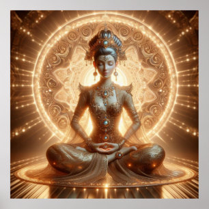 Etherische verlichting - Golden Aura Meditatieve k Poster