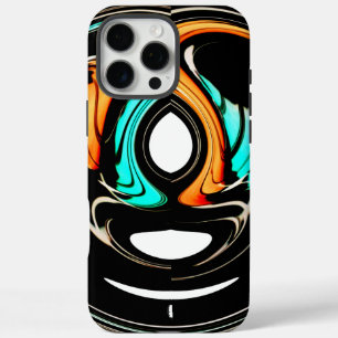Etherische Vloeiendheid Zwart, Cyaan & Wit Abstr iPhone 16 Pro Max Hoesje