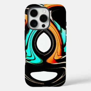 Etherische Vloeiendheid Zwart, Cyaan & Wit Abstr iPhone 16 Pro Hoesje