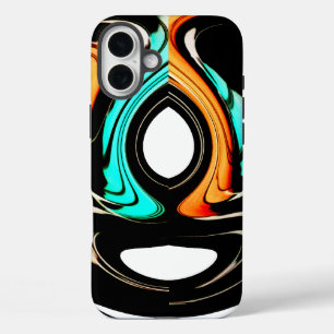 Etherische Vloeiendheid Zwart, Cyaan & Wit Abstr iPhone 16 Plus Hoesje