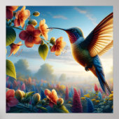 Etherische vlucht boven bloeiende weide poster (Voorkant)