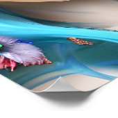 Etherische vrouw met bloemen in haar blauwe haar poster (Hoek)