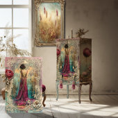 Etherische vrouw, nouveau, gemengde media tissuepapier