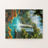 Etherische waterval in de lente legpuzzel (Horizontaal)