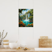 Etherische waterval in de lente poster (Keuken)