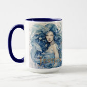 Etherische Waterverf Fantasy Blauwe Zeemeermin Mok (Links)