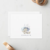 Etherische Waterverf Ocean Coral gepersonaliseerd Notitiekaartje (Voorkant / Achterkant in situ)