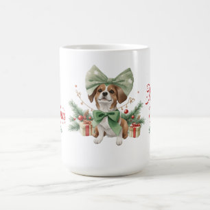 Etherische waterverf schattige corgi met kerstboog koffiemok