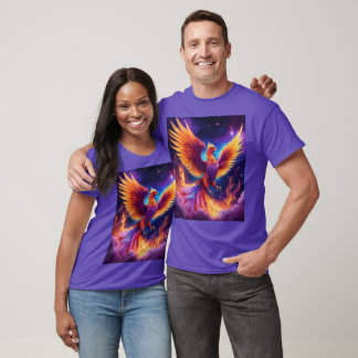 Etherische wedergeboorte: Rainbow Phoenix in Viole T-shirt