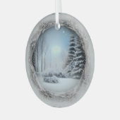 Etherische Winter Scene Glass Ornament (Voorkant links)