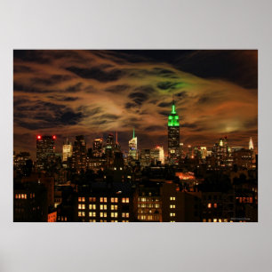 Etherische wolken: NYC Skyline, Empire State Bldg Poster