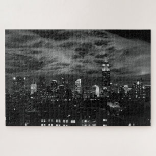 Etherische wolken: NYC Skyline, ESB zwart-wit Legpuzzel