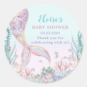 ETHERISCHE Zeemeermin onder het Zeeen Baby shower Ronde Sticker