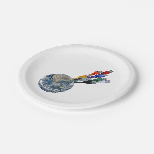 Ethernet Network Connected Earth Papieren Bordje (Gekanteld)