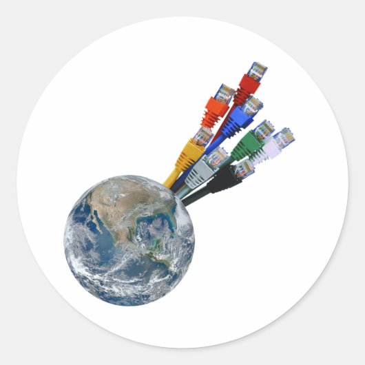 Ethernet Network Connected Earth Ronde Sticker (Voorkant)