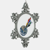 Ethernet Network Connected Earth Tin Sneeuwvlok Ornament (Links)
