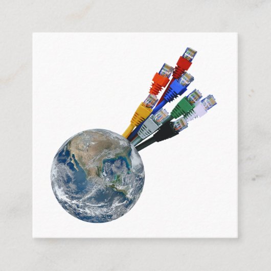 Ethernet Network Connected Earth Vierkante Visitekaartje (Voorkant)