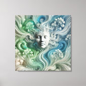 Ethers Abstract Gezicht met Stromend Boselement Canvas Afdruk (Voorkant)
