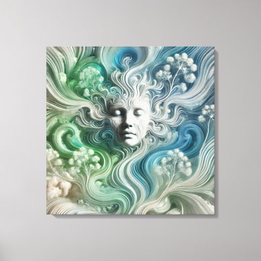 Ethers Abstract Gezicht met Stromend Boselement Canvas Afdruk (Voorkant)