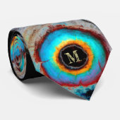 Ethers Kosmisch Oog Monogram Kleurrijke Abstracte  Stropdas (Opgerold)