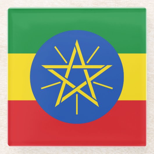 Ethiopia Flag Glazen Onderzetter (Voorkant)