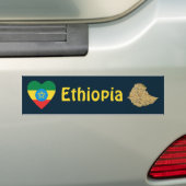 Ethiopia Flag Heart + Map Bumper Sticker (En voiture)