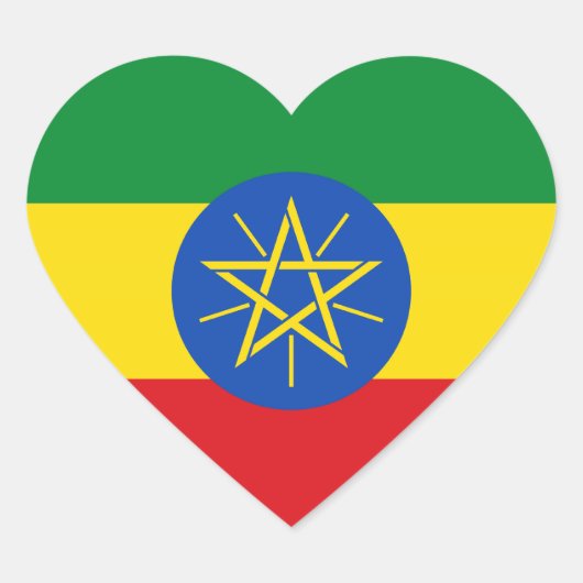 Ethiopia Flag Heart Sticker (Voorkant)