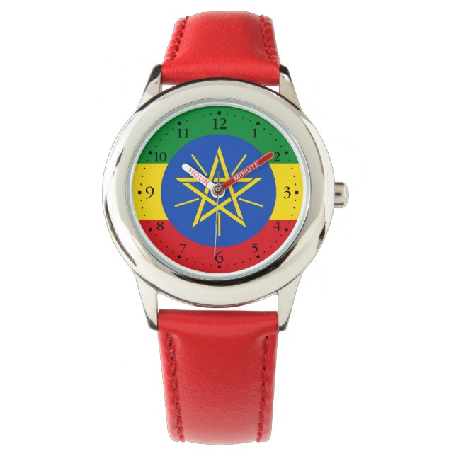 Ethiopia Flag Horloge (Voorkant)
