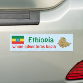 Ethiopia Flag + Map Bumper Sticker (En voiture)