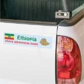 Ethiopia Flag + Map Bumper Sticker (Sur camion)