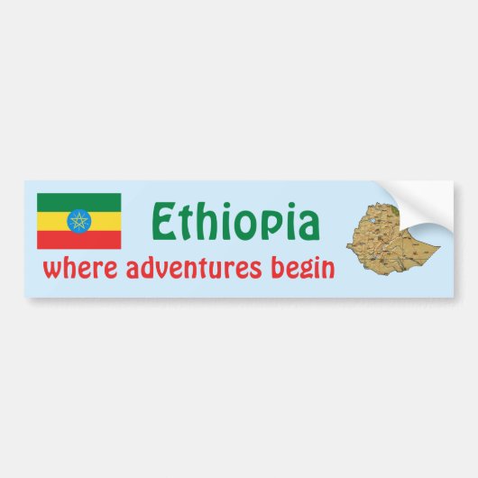 Ethiopia Flag + Map Bumper Sticker (Devant)