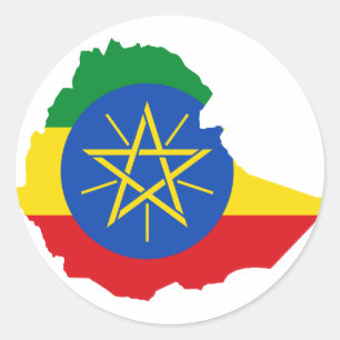 Ethiopia Flag Map ET Ronde Sticker