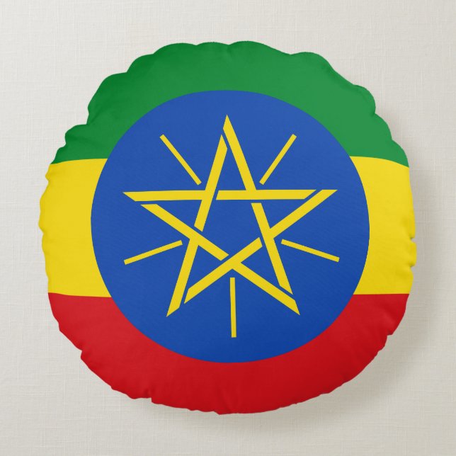 Ethiopia Flag Rond Kussen (Voorkant)