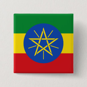 Ethiopia Flag Vierkante Button 5,1 Cm