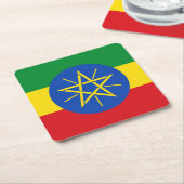 Ethiopia Flag Vierkante Kartonnen Onderzetter (Schuin)