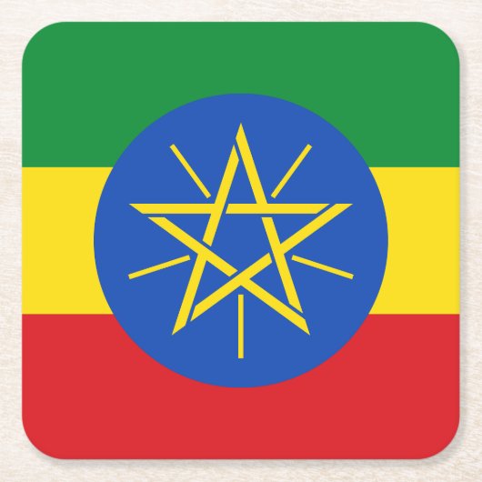 Ethiopia Flag Vierkante Kartonnen Onderzetter (Voorkant)