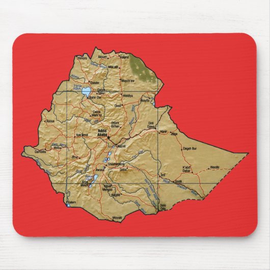 Ethiopia Map Mousepad Muismat (Voorkant)
